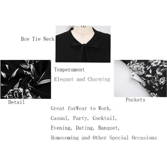 Elegant Black and White Floral Dress - Picture 6 of 6